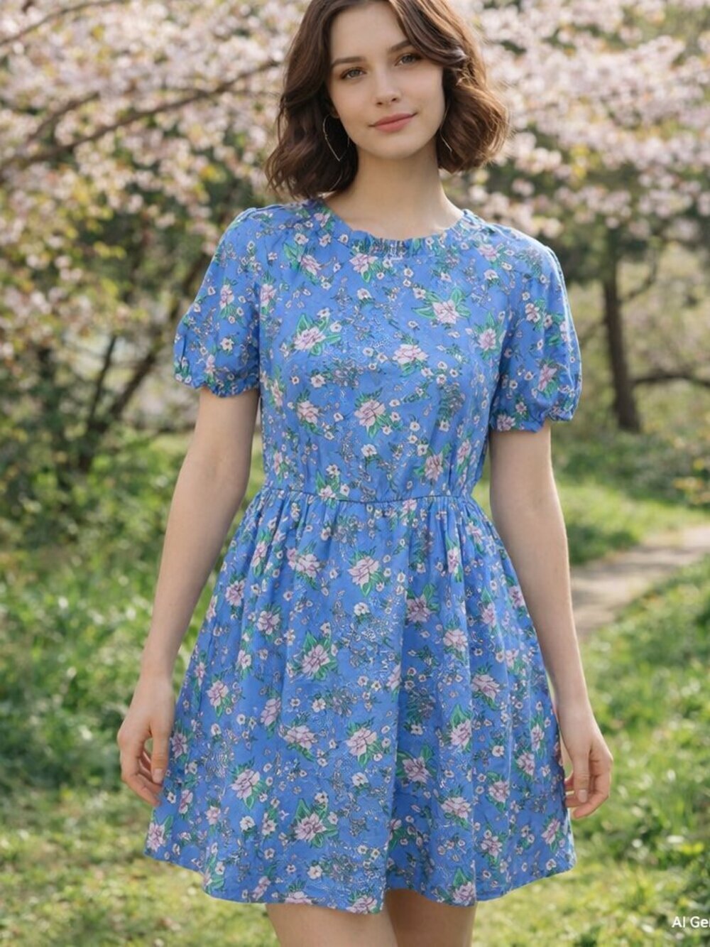 J.Crew Floral Puff Sleeve Mini Dress 4 Blue Pink Cottage Spring Casual NWT $110
